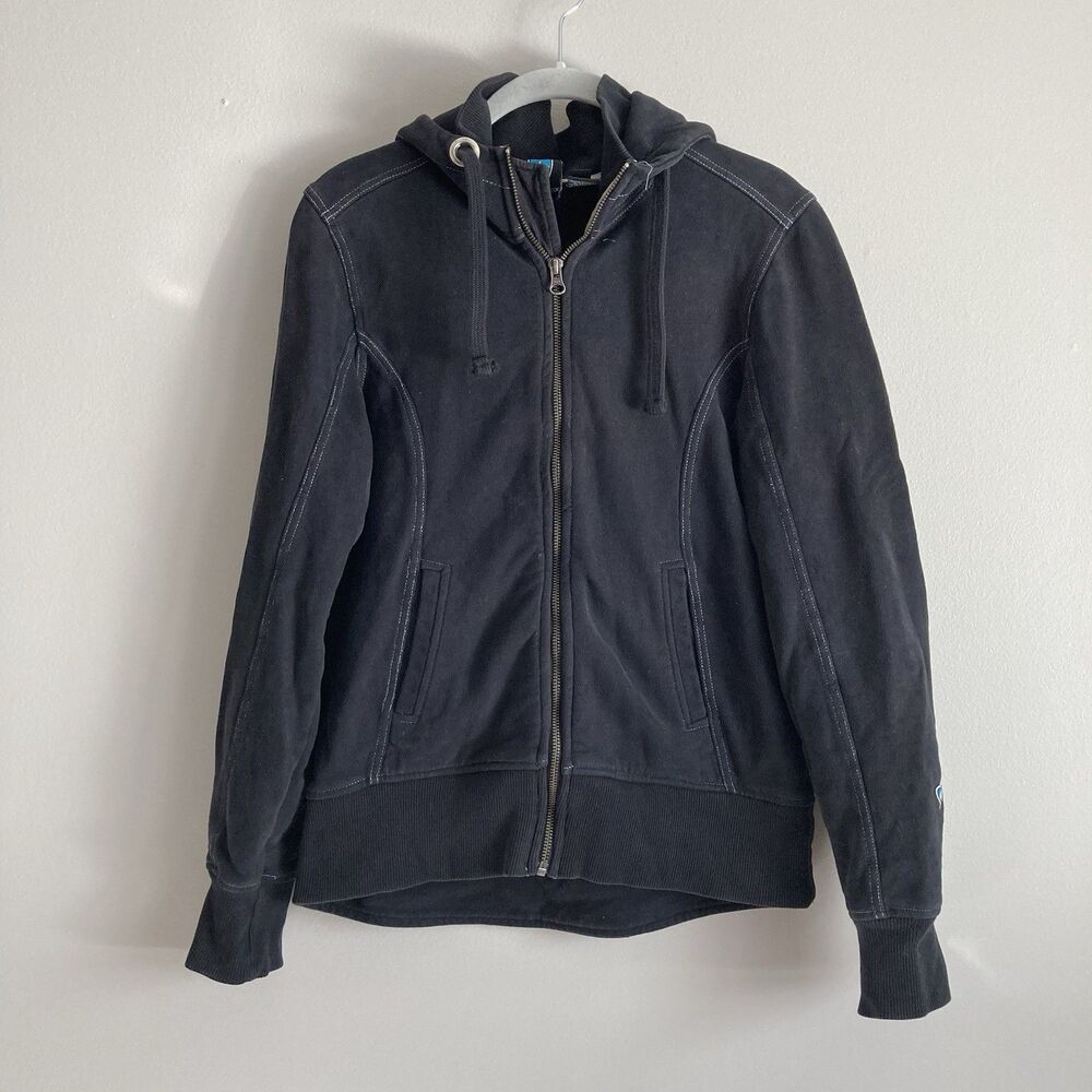 Kuhl Hoodie Sweatshirt Womens Small Black Heavyweight Hiking Outdoors Full Zip